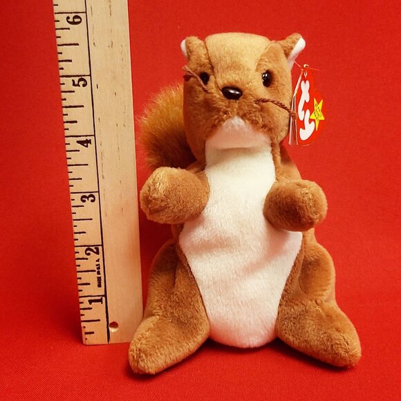 Ty Beanie Babies Nuts The Squirrel 1996 Animal Plush Stuff Toy - Picture 7 of 13
